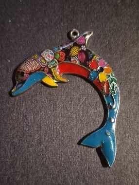 Colorful Enamel Dolphin Pendant Necklace - Multicolor